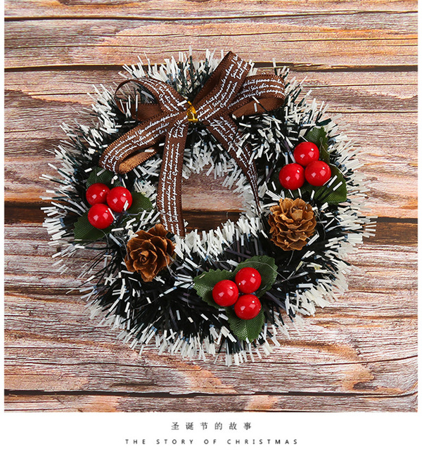 Wianek świąteczny rattanowy 12cm ozdoby choinkowe DIY dekoracje XMAS Party ornament - Wianko - 3