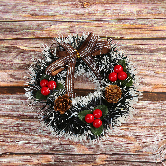 Wianek świąteczny rattanowy 12cm ozdoby choinkowe DIY dekoracje XMAS Party ornament - Wianko - 4