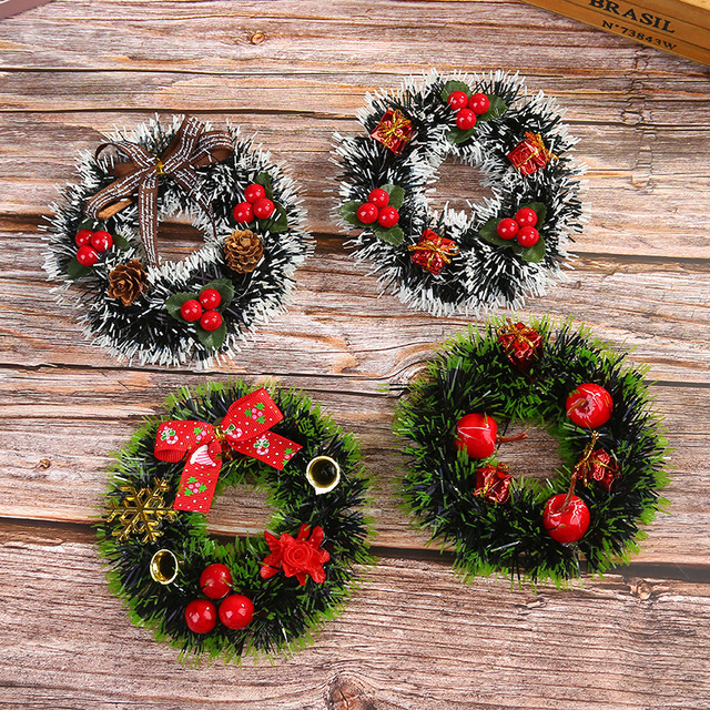 Wianek świąteczny rattanowy 12cm ozdoby choinkowe DIY dekoracje XMAS Party ornament - Wianko - 1
