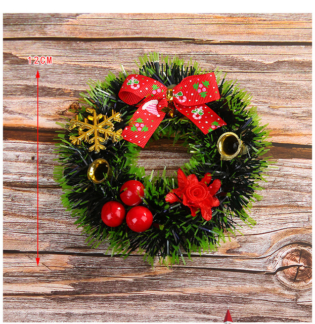 Wianek świąteczny rattanowy 12cm ozdoby choinkowe DIY dekoracje XMAS Party ornament - Wianko - 2