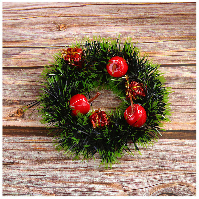 Wianek świąteczny rattanowy 12cm ozdoby choinkowe DIY dekoracje XMAS Party ornament - Wianko - 6
