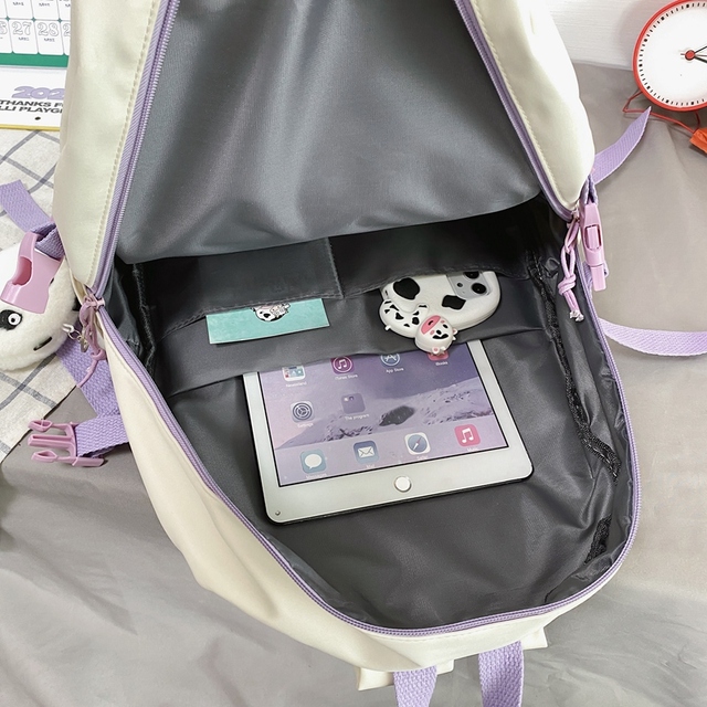 Plecak 2021 Fashion Girls Bookbag na laptopa - Kawaii, wodoodporny, czarny - Wianko - 10