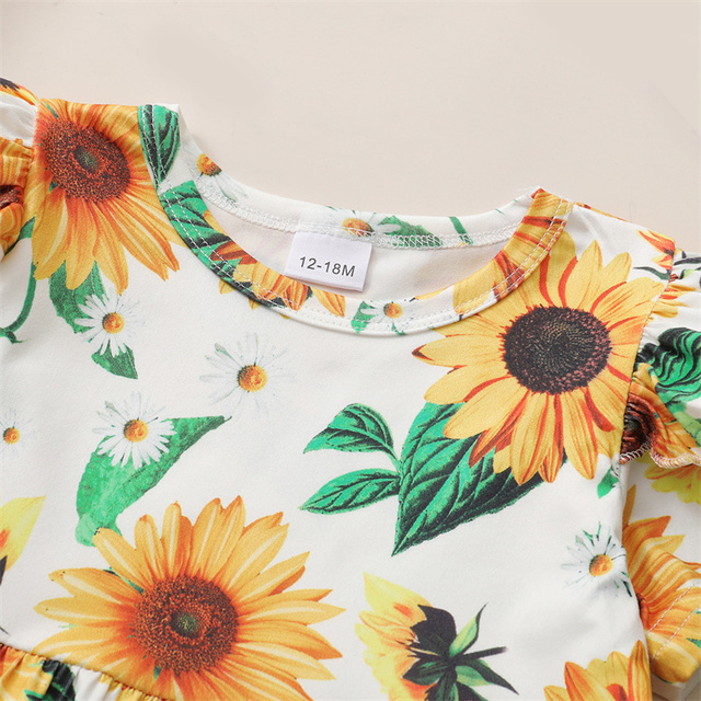 Letnia dziewczynka - Letnia dziewczynka koszula z kwiatowym nadrukiem i spodenki z porwaniami, komplet ubranek Casual dla malucha - Wianko - 5