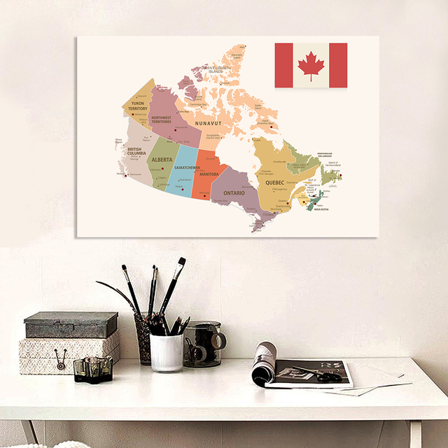 Duży plakat włókniny z polityczną mapą Kanady o wymiarach 225x150cm - Wianko - 3