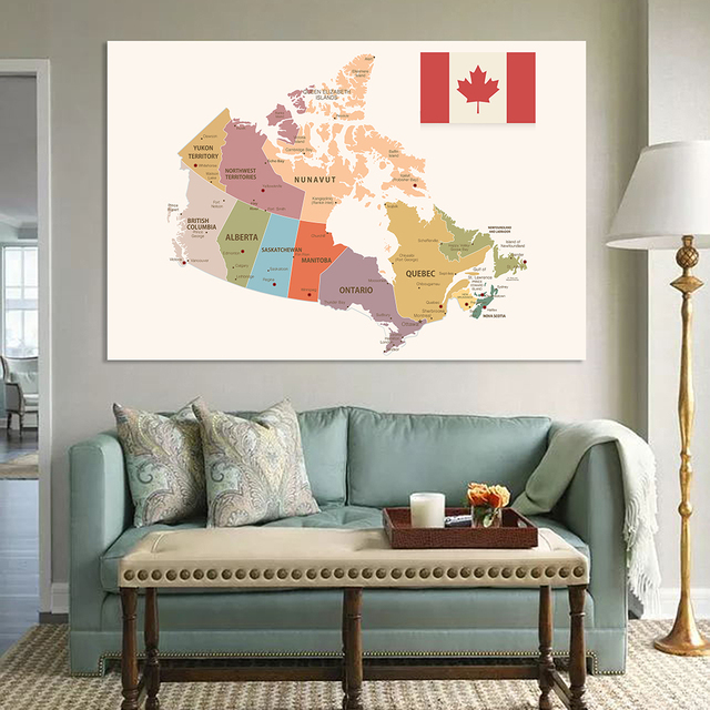 Duży plakat włókniny z polityczną mapą Kanady o wymiarach 225x150cm - Wianko - 2