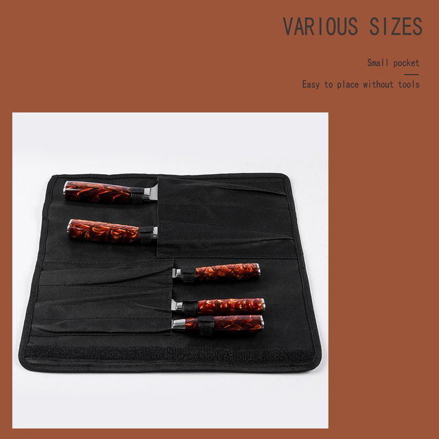 Sakwa na noże kuchenne – przenośna torba z kieszeniami i futerałem, czarny kolor - Wianko - 8