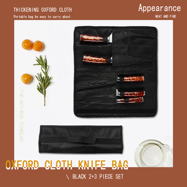 Sakwa na noże kuchenne – przenośna torba z kieszeniami i futerałem, czarny kolor - Wianko - 1