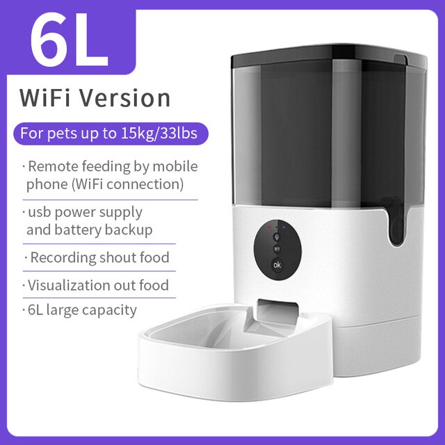 Automatyczny podajnik żywności dla psa i kota 4L z WiFi i przyciskiem, wersja czasowa, inteligentny pilot, dozownik dla zwierząt domowych - Wianko - 15
