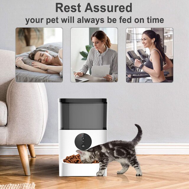 Automatyczny podajnik żywności dla psa i kota 4L z WiFi i przyciskiem, wersja czasowa, inteligentny pilot, dozownik dla zwierząt domowych - Wianko - 10