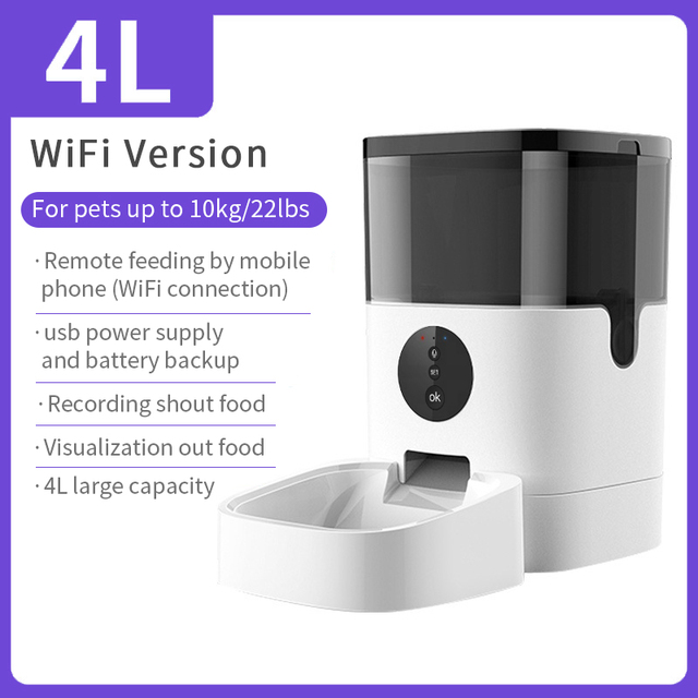 Automatyczny podajnik żywności dla psa i kota 4L z WiFi i przyciskiem, wersja czasowa, inteligentny pilot, dozownik dla zwierząt domowych - Wianko - 13