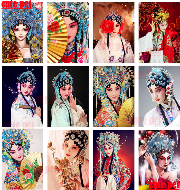 Ręcznie wykonana dekoracja DIY: Chiński styl opery - diamentowe malowanie 5D z rhinestonami, pełne kwadratowe okręgi haftujące mozaikę - Wianko - 32