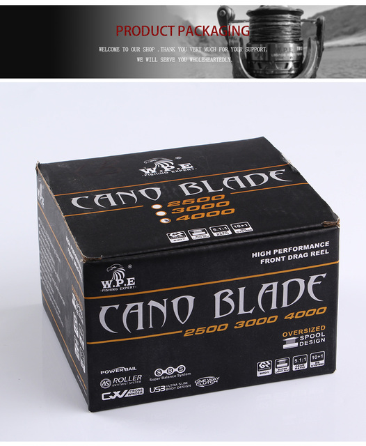 Kołowrotek karpiowy W.P.E CANO BLADE 10 + 1, aluminiowa szpula, łożyska kulkowe, seria 2000/3000/4000/5000 - Wianko - 9