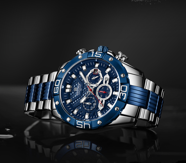 Męski zegarek NAVIFORCE 2021 z paskiem ze stali nierdzewnej, wodoszczelny, świetliste wskazówki, kwarcowy z datownikiem - Wianko - 10