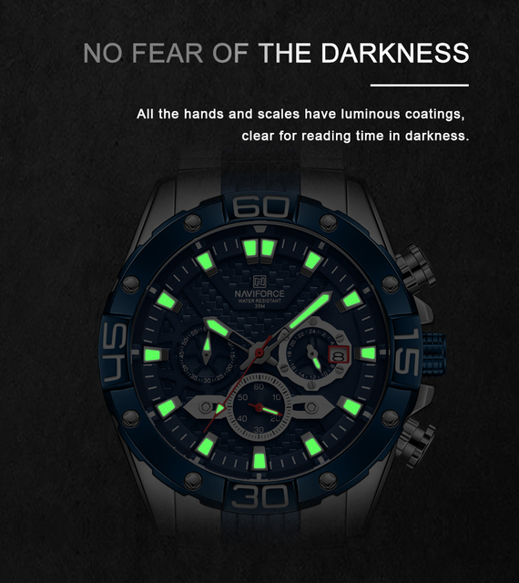 Męski zegarek NAVIFORCE 2021 z paskiem ze stali nierdzewnej, wodoszczelny, świetliste wskazówki, kwarcowy z datownikiem - Wianko - 16