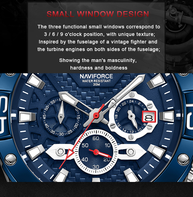 Męski zegarek NAVIFORCE 2021 z paskiem ze stali nierdzewnej, wodoszczelny, świetliste wskazówki, kwarcowy z datownikiem - Wianko - 12
