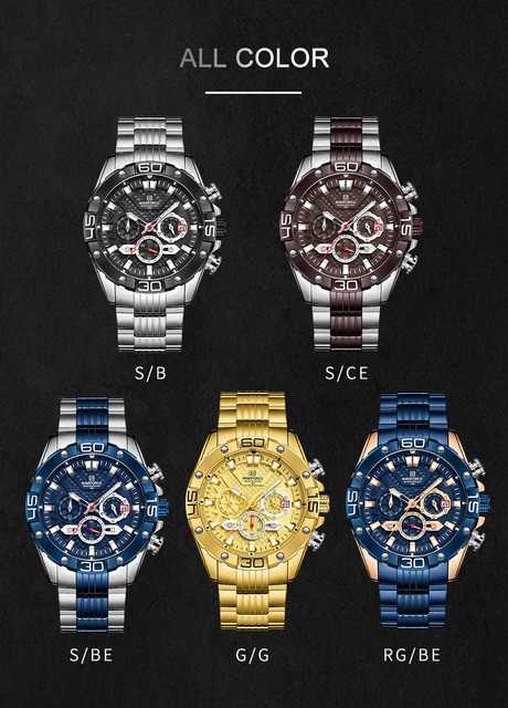 Męski zegarek NAVIFORCE 2021 z paskiem ze stali nierdzewnej, wodoszczelny, świetliste wskazówki, kwarcowy z datownikiem - Wianko - 19