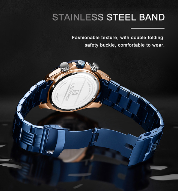 Męski zegarek NAVIFORCE 2021 z paskiem ze stali nierdzewnej, wodoszczelny, świetliste wskazówki, kwarcowy z datownikiem - Wianko - 18