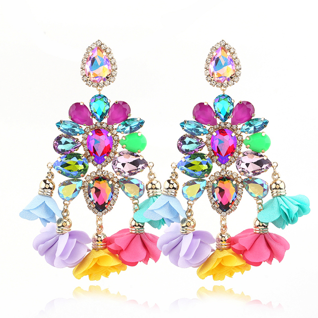 Kolczyki Hot Aretes Crystal Drop Dangle - Modne wiszące biżuterię z kryształkami dla kobiet - Wianko - 1