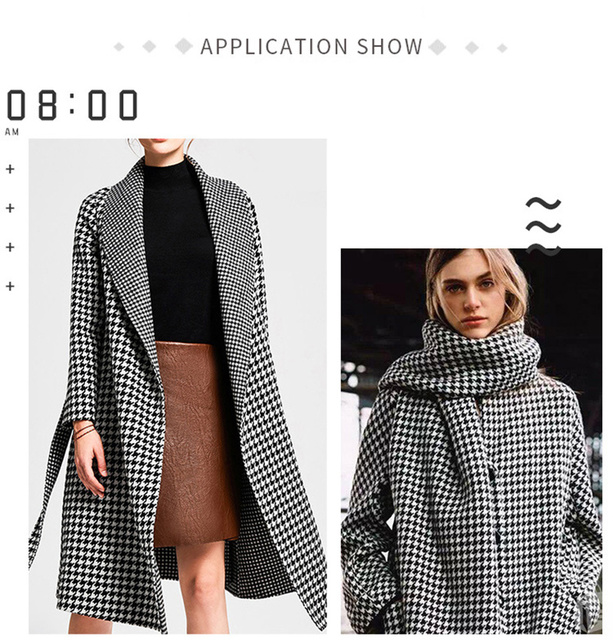 Tkanina poliestrowa w kratę gruba wełna houndstooth do szycia garniturów, spodni, kurtek i płaszczy - moda w domu DIY - Wianko - 6