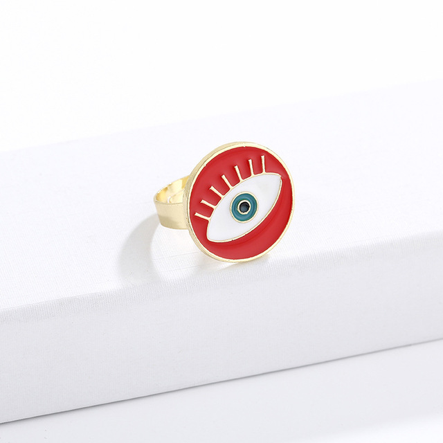 Pierścionek złote serce z czerwonym kamieniem, regulowany, wzór złe oko, vintage, moda 2019 - Wianko - 4