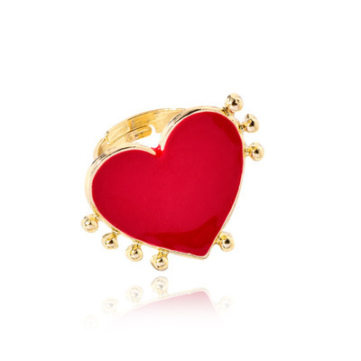 Pierścionek złote serce z czerwonym kamieniem, regulowany, wzór złe oko, vintage, moda 2019 - Wianko - 8