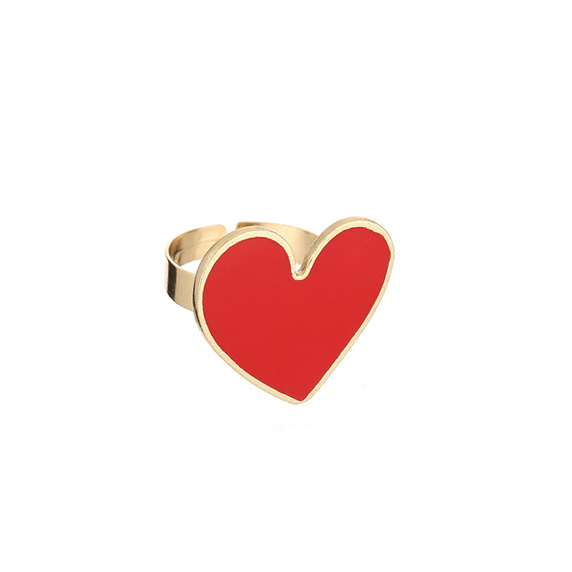 Pierścionek złote serce z czerwonym kamieniem, regulowany, wzór złe oko, vintage, moda 2019 - Wianko - 3