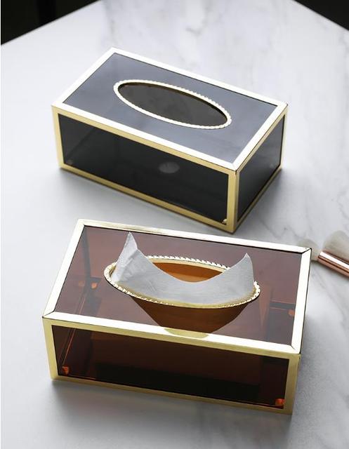 Lekka, luksusowa taca herbaciana z akrylu w prostokątnym kształcie z kreatywną metalową ramą - Wianko - 4