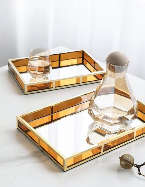 Lekka, luksusowa taca herbaciana z akrylu w prostokątnym kształcie z kreatywną metalową ramą - Wianko - 5