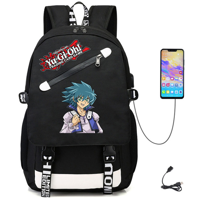 Plecak na co dzień Anime Yu-Gi-Oh! z portem USB, wykonany z wysokiej jakości oxfordu, idealny dla nastolatków i studentów z miejscem na laptopa - Wianko - 2