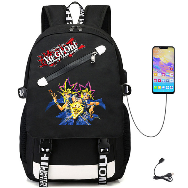 Plecak na co dzień Anime Yu-Gi-Oh! z portem USB, wykonany z wysokiej jakości oxfordu, idealny dla nastolatków i studentów z miejscem na laptopa - Wianko - 5