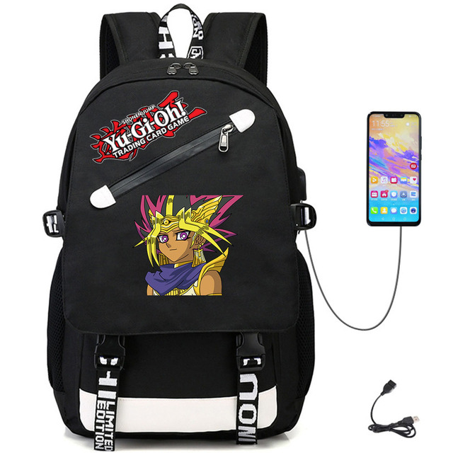Plecak na co dzień Anime Yu-Gi-Oh! z portem USB, wykonany z wysokiej jakości oxfordu, idealny dla nastolatków i studentów z miejscem na laptopa - Wianko - 3