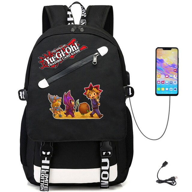 Plecak na co dzień Anime Yu-Gi-Oh! z portem USB, wykonany z wysokiej jakości oxfordu, idealny dla nastolatków i studentów z miejscem na laptopa - Wianko - 9