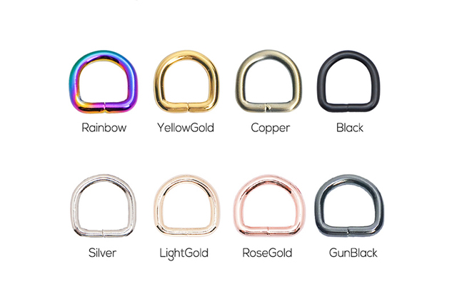 Partia 10 sztuk metalowych, niklowanych pierścieni D o średnicy 15mm do odzieży, bagażu, plecaka, smyczy, obroży dla psa i pasów DIY - 8 kolorów - Wianko - 1
