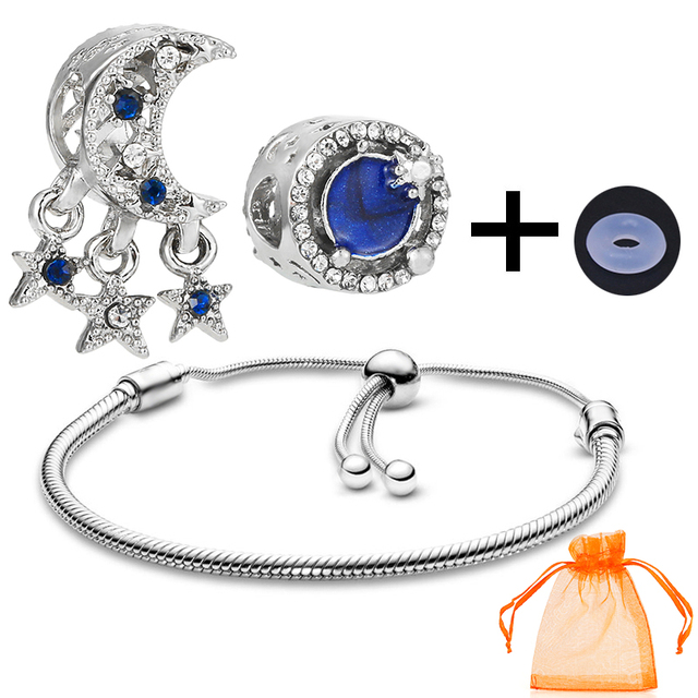 Wisiorek regulowany bransoletka z kryształowymi koralikami w motywie astronauty oraz globu - modna biżuteria dla kobiet, koloru niebieskiego - Wianko - 5