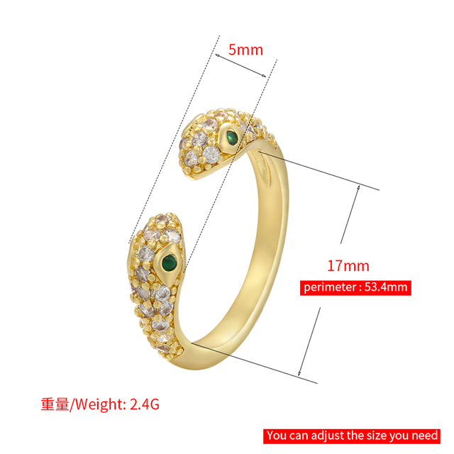 Nowe pierścionki ZHUKOU 2020 w złotym lub srebrnym kolorze z wężowym motywem zwierzęcym - biżuteria z kryształkami CZ dla mężczyzn i kobiet, kategoria: Pierścionki - Wianko - 28