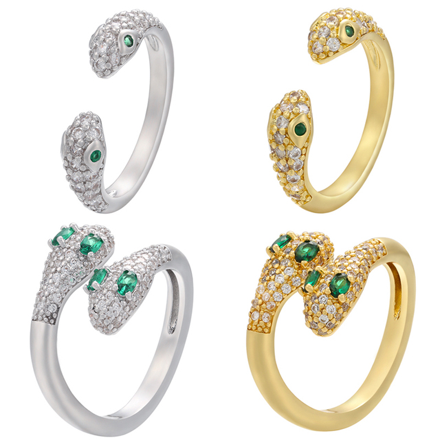 Nowe pierścionki ZHUKOU 2020 w złotym lub srebrnym kolorze z wężowym motywem zwierzęcym - biżuteria z kryształkami CZ dla mężczyzn i kobiet, kategoria: Pierścionki - Wianko - 19