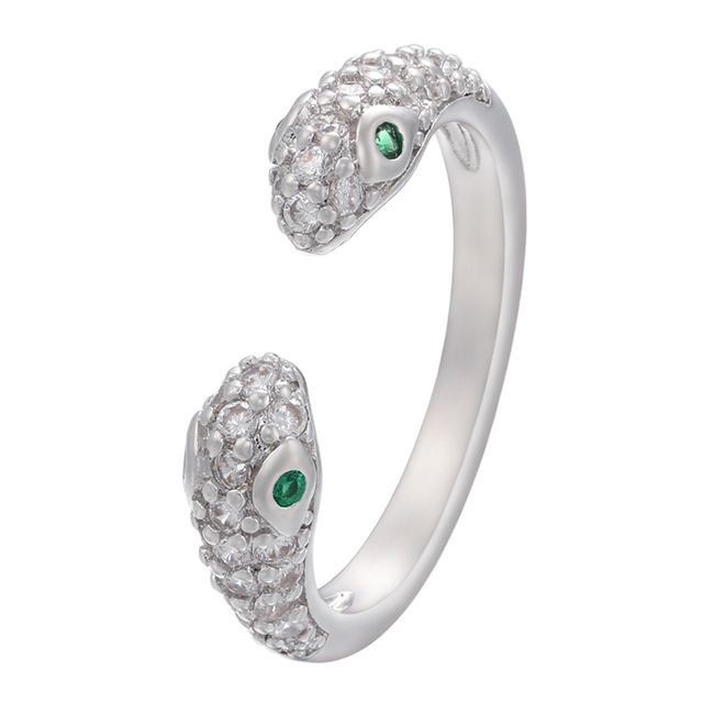 Nowe pierścionki ZHUKOU 2020 w złotym lub srebrnym kolorze z wężowym motywem zwierzęcym - biżuteria z kryształkami CZ dla mężczyzn i kobiet, kategoria: Pierścionki - Wianko - 20