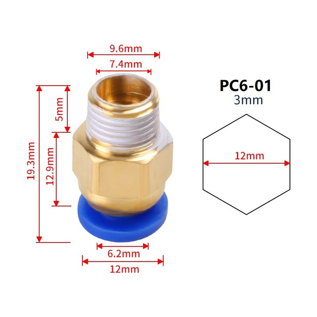 Rampa 10 sztuk złącza pneumatycznego PC4-01 do V5V6 Hotend 1.75mm, kompatybilna z gwintem M10, wykonana z rurki PTFE o średnicy 3.0mm – część do drukarek 3D - Wianko - 2