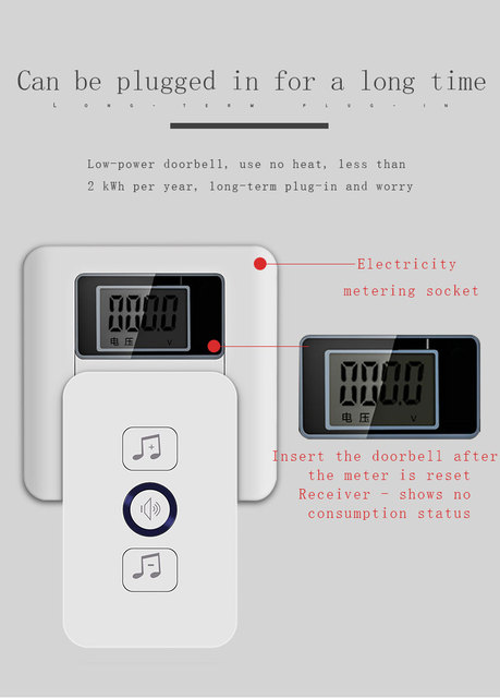 Bezprzewodowy dzwonek do drzwi Bcsongben - wodoodporny, 1 przycisk, 1 odbiornik, 300M z pilotem, inteligentny dom, hotel - wtyczka amerykańska - Wianko - 7