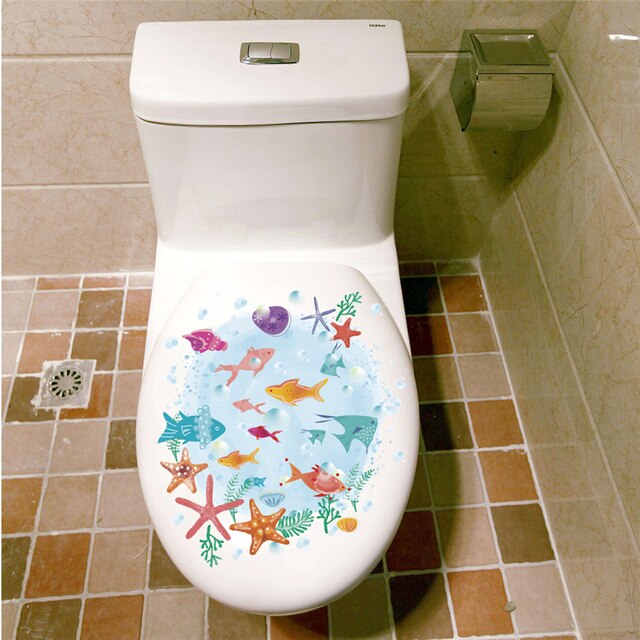 Nowe kolorowe podwodne naklejki ścienne do łazienki i okien - dekoracja wnętrz, motyw zwierzęcy, kreskówkowe PVC - Wianko - 1