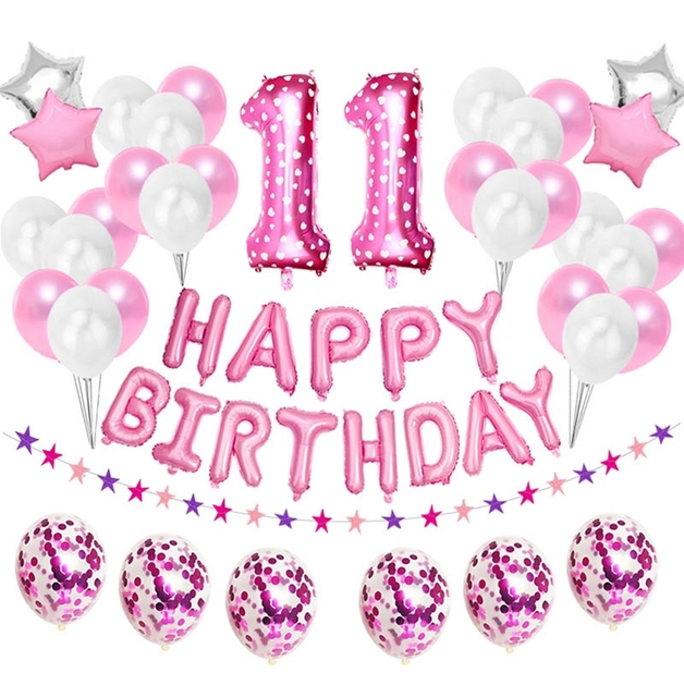 38 sztuk różowo-złotych balonów dekoracyjnych na urodziny 11-latka - Wianko - 3