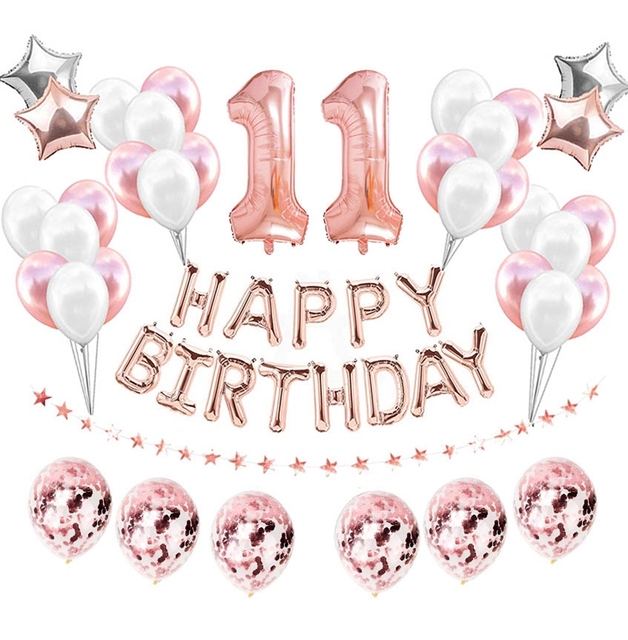 38 sztuk różowo-złotych balonów dekoracyjnych na urodziny 11-latka - Wianko - 1