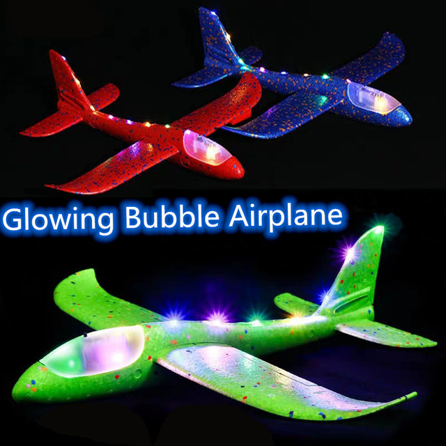 Samoloty zabawkowe do ręcznego rzucania - szybowiec LED, 48cm, model bezwładności samolotu dla dzieci - Wianko - 3