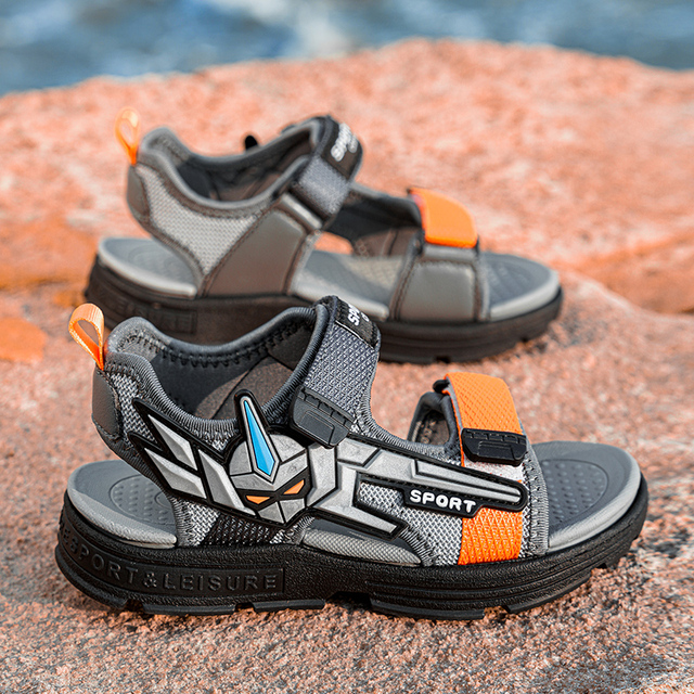 Chłopięce letnie skórzane sandały z wystającym palcem na plażę i sport, dla dzieci - Wianko - 5