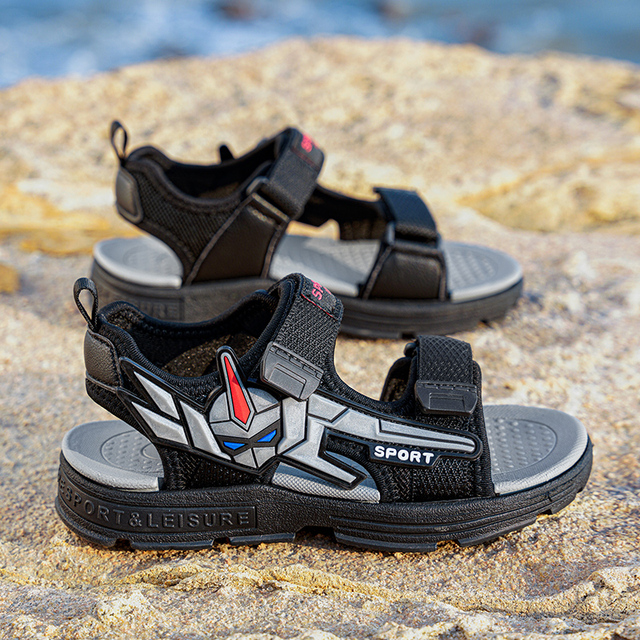 Chłopięce letnie skórzane sandały z wystającym palcem na plażę i sport, dla dzieci - Wianko - 4