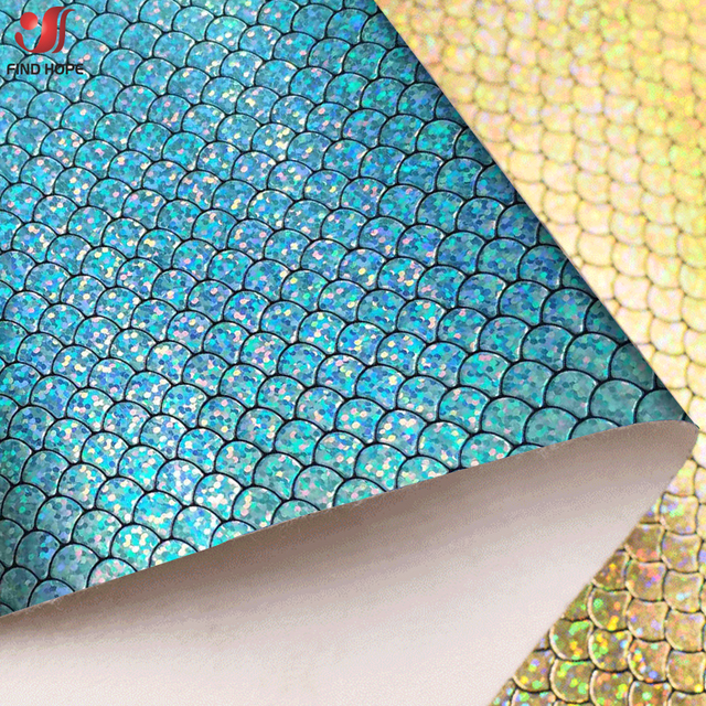 Holograficzna syrenkowa tkanina PU Faux skóra w kolorze opalizującym, idealna do tworzenia torebek i biżuterii - Wianko - 3