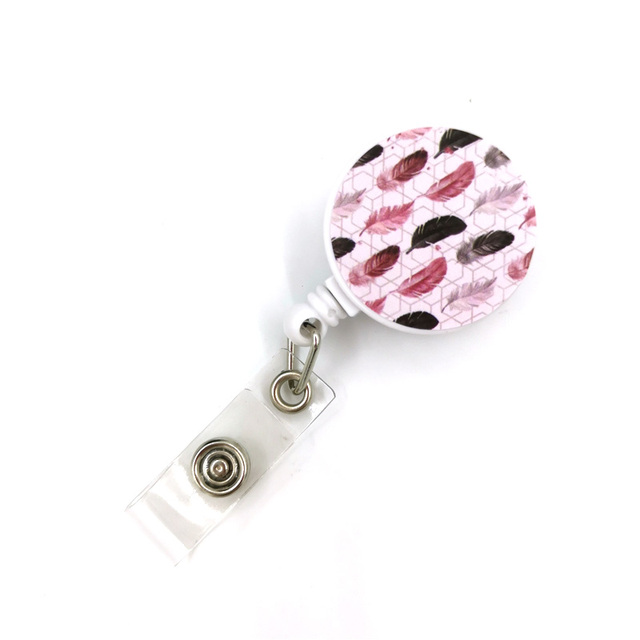 Breloczek na klucze z czarnymi różowymi liśćmi, piórem i smyczą - modny dodatek dla kobiet, pielęgniarek, lekarzy i studentów - Wianko - 8