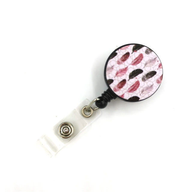 Breloczek na klucze z czarnymi różowymi liśćmi, piórem i smyczą - modny dodatek dla kobiet, pielęgniarek, lekarzy i studentów - Wianko - 9