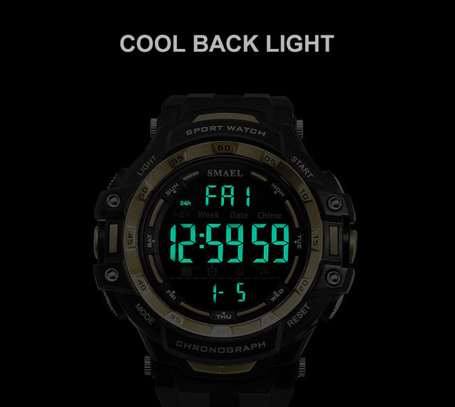 Męskie zegarki cyfrowe LED SMAEL Shock Montre - wojskowy styl luksusowe, światło LED, wodoodporne, na rękę sport - Wianko - 5