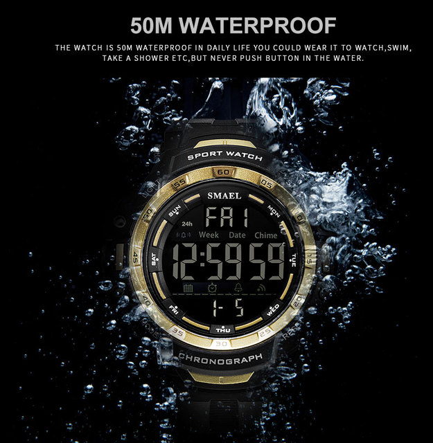 Męskie zegarki cyfrowe LED SMAEL Shock Montre - wojskowy styl luksusowe, światło LED, wodoodporne, na rękę sport - Wianko - 8